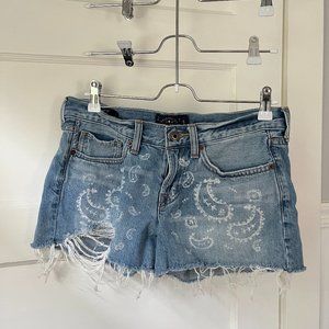 Lucky Brand Paisley Distressed Jean Shorts